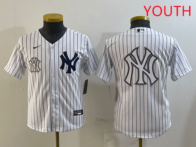Youth New York Yankees Blank White Stripe Game 2025 Nike MLB Jersey style 2